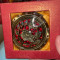 Oglinda de poseta, rotunda, aurie cu pietre rosii, 56