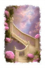 Sticker decorativ, Scari spre cer, Roz, 85 cm, 9627ST foto
