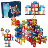 Set de Constructie Magnetic cu Tevi Tiles 3D si minge colorata, Jucarie Educationala STEM VisionHub&reg;, 136 Piese, magnetice cu forme multiple, Dezvolta