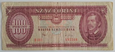 Bancnota Ungaria - 100 Forint 1980 foto