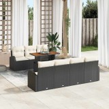 Cumpara ieftin Set de canapele pentru grădină cu pernă 8 pcs negru și crem