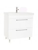 Baza si lavoar ceramic GN0541, mobilier baie 80 cm, 2 sertare front MDF, glisiere soft close, picioare cromate reglabile, alb