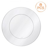 Farfurii Plastice Reutilizabile, Set 8 Bucăți, Transparent, Diametru 23cm, Potrivite Mașină De Spălat Vase, Oem