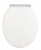 Capac de toaleta cu sistem automat de coborare, Wenko, Easy-Close Morra, 35 x 42 cm, mdf, alb mat