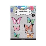 Autocolante de perete, Fluturi Colorati 3D Holografici, 21x19 cm, ATU-082200, Oem