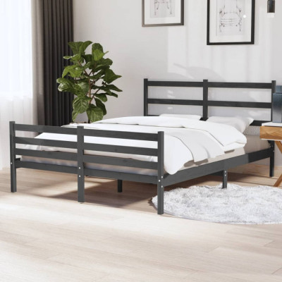 Cadru de pat, 140x190 cm, lemn masiv de pin, gri GartenMobel Dekor foto