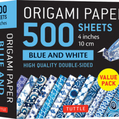 Origami Paper 500 Sheets Blue and White 4"" (10 CM): Tuttle Origami Paper: High-Quality Double-Sided Origami Sheets Printed with 12 Different Designs