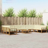 vidaXL Set de canapele de exterior cu pernă 11 pcs Natural și Crem 3368283
