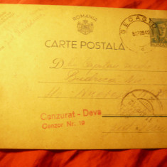 Carte Postala circulata 1942 Geoagiu - Tecuci , Cenzurat Deva