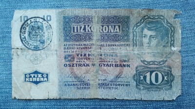 10 Kronen 1915 Romania / Korona Timbru Special stampila /seria 391827 foto