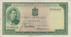 ROMANIA 500 LEI 1934 CAROL VF foto