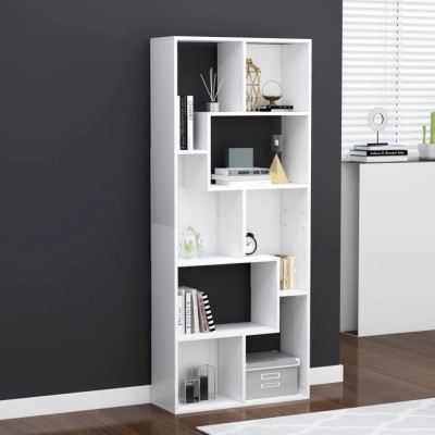 Gossi biblioteca, alb, 67x24x161 cm, lemn prelucrat foto