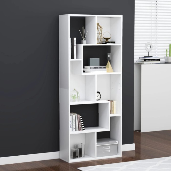 Gossi biblioteca, alb, 67x24x161 cm, lemn prelucrat