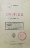 Critice (volumul 8) - 1923 - E. Lovinescu ($V23)