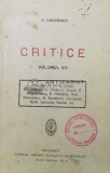 Cumpara ieftin Critice (volumul 8) - 1923 - E. Lovinescu ($V23)
