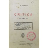 Critice (volumul 8) - 1923 - E. Lovinescu ($V23)