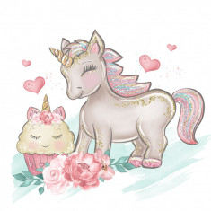 Sticker decorativ Unicorn, Roz, 70 cm, 1237-2ST