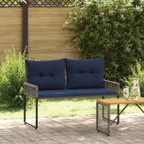 vidaXL Bancă de exterior cu pernă Gri și Bleumarin 118 x 55 x 82 cm 42025180