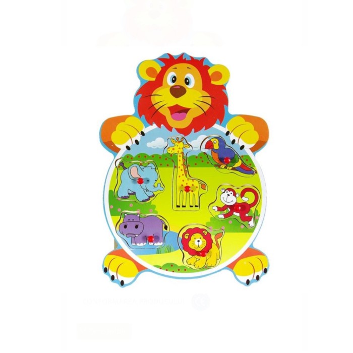 Puzzle din lemn Animale, 6 piese, + 3 ani