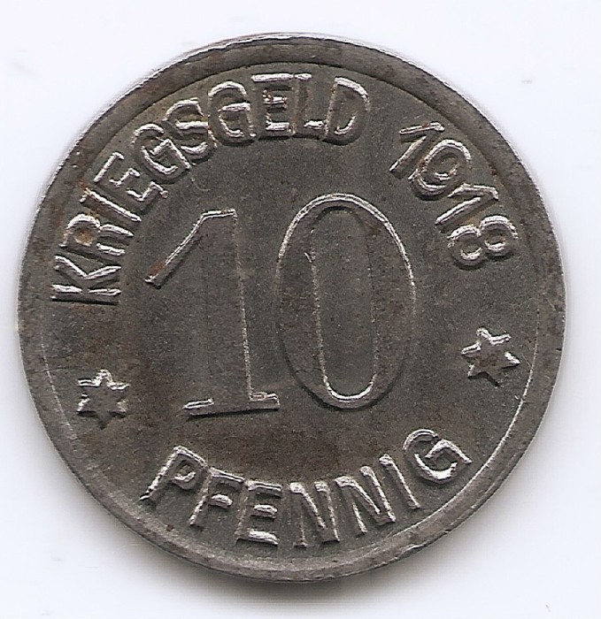 Germania - Notgeld - 10 Pfennigs - Coblenz 1918 - Monede de urgență, Fier, 20,2 mm