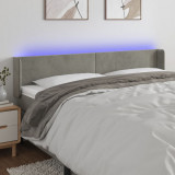 Tablie de pat cu LED, gri deschis, 163x16x78/88 cm, catifea GartenMobel Dekor, vidaXL
