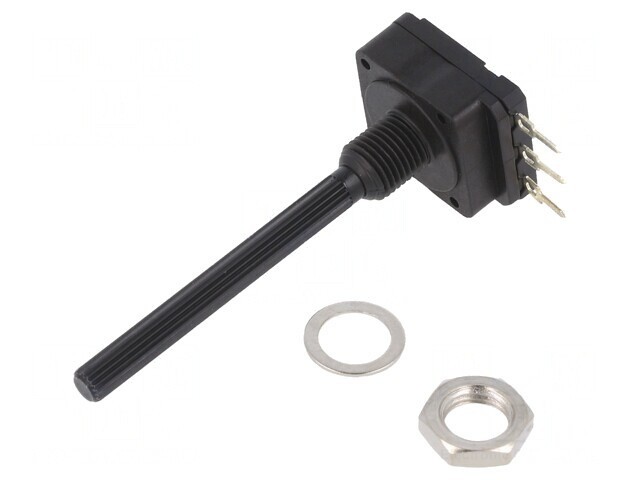 Potentiometru Axial 100k&Omega; 200mW THT 4mm Plastic Mono Cărbune