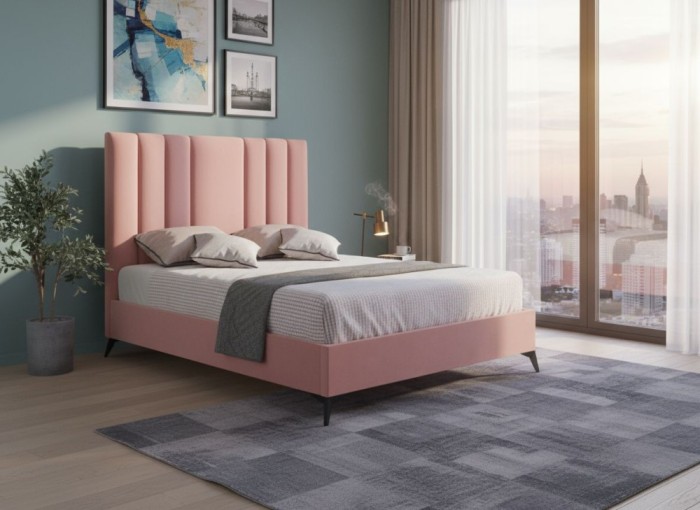 Pat Deja Vu 180x200 cm Tapitat Catifea Roz Somiera Inclusa (cod ML 2005-08)