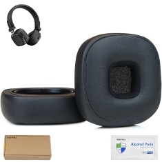Set 2 bureti pentru casti Marshall Major V, Major 5, On-Ear - Negru - Spuma cu memorie - Piele ecologica