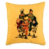 Cumpara ieftin Perna Decorativa cu Naruto team, 40x40 cm, Galben, Husa Detasabila, Burduf