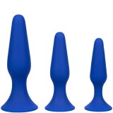 Calexotics-Kit 3 Pluguri Anale Albastre-Silicon, Ventuza