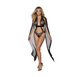Lenjerie sexy teddy ALLURE Crazy in Love, body cu m&acirc;neci diafane din plasă, culoarea negru, mărime universală