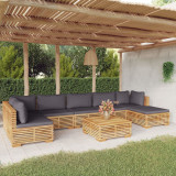 VidaXL Set mobilier grădină cu perne, 8 piese, lemn masiv de tec