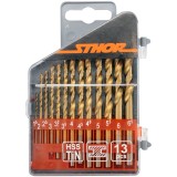 Sthor 22300 - Set burghie metal HSS-TIN 1.5-6.5 mm tija cilindrica 13 bucati
