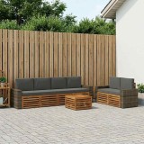 vidaXL Set de canapele de exterior cu pernă 7 pcs Natural și Antracit 3384068