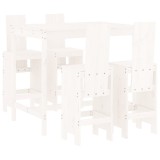 Set de bar pentru gradina, 5 piese, alb, lemn masiv de pin