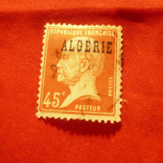 Timbru Algeria 1924 -Pasteur , val. 45C cu supratipar Algerie , stampilat