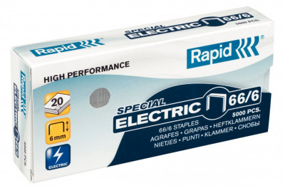 Capse Rapid Strong, 66/6, Pentru Capsator Electric, 2-20 Coli, 5000 Buc/cutie foto