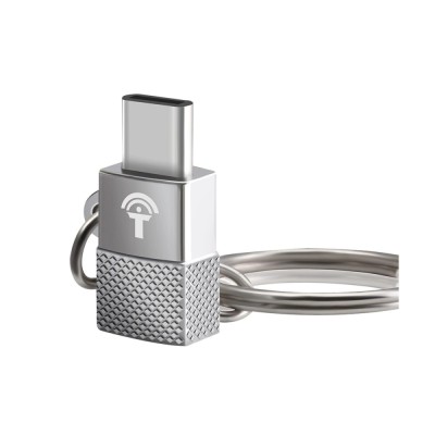 Breloc chei adaptor Micro USB la Type - C OTG, Rocketek Profesional, pentru tablete si telefoane mobile, silver foto