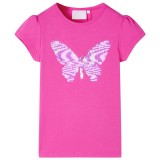 Tricou de copii, m&acirc;neci tip șapcă, roz &icirc;nchis, 104, vidaXL