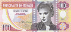 Bancnota Monaco 100 Franci 2019 - SPECIMEN ( polimer - Grace de Monaco ) foto