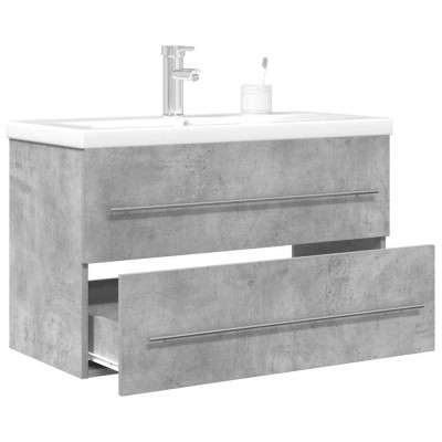 vidaXL Set mobilier de baie, 2 piese, gri beton, lemn compozit 3324962 foto