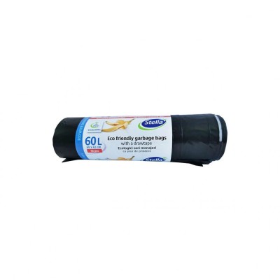 Sac menajer ldpe ecologic cu snur pt. inchidere, 60 l, 10 buc-034420 DSH 492785 foto