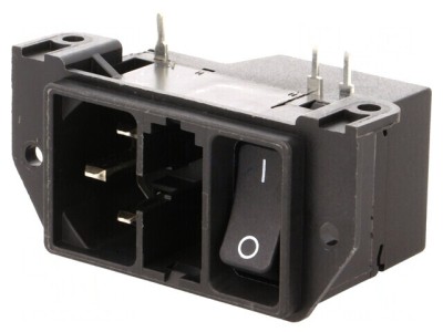 Conector alimentare AC soclu tată 10A IEC 60320 C14 THT foto