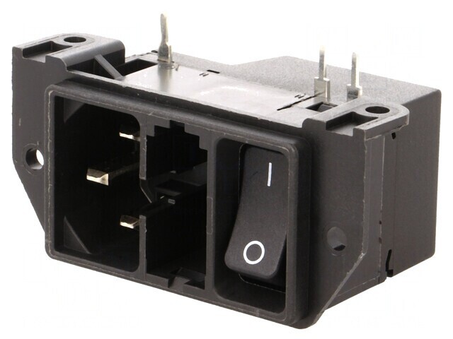 Conector alimentare AC soclu tată 10A IEC 60320 C14 THT