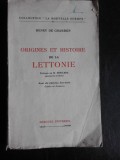 Origines et histoire de la Lettonie - Henry de Chambon (carte in limba franceza)