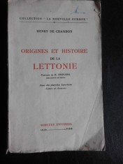 Origines et histoire de la Lettonie - Henry de Chambon (carte in limba franceza)