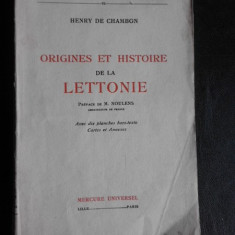 Origines et histoire de la Lettonie - Henry de Chambon (carte in limba franceza)