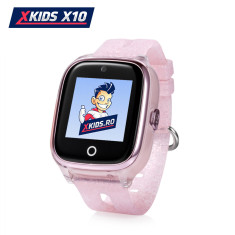 Ceas Smartwatch Pentru Copii Xkids X10 Wi-Fi cu Functie Telefon, Localizare GPS, Apel monitorizare, Camera, Pedometru, SOS, IP54, Roz Pal, Cartela SIM