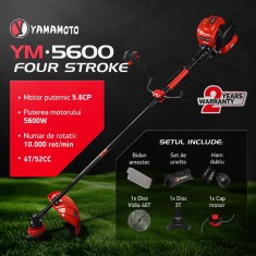 Motocoasa pe benzina YAMAMOTO YM-5600, 4 T , 5.6 CP, 52CC Innovative ReliableTools foto