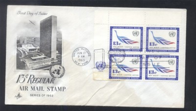 UN New York 1963 Airmail definitives Mi.130 x 4 FDC UN.202 foto